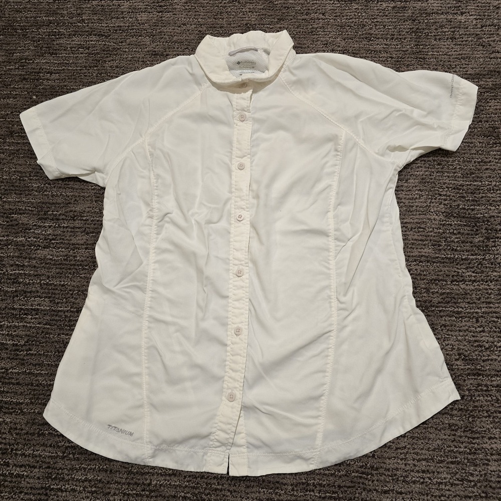Columbia Titanium Shirt Top Womens L‎ White Vented Mesh